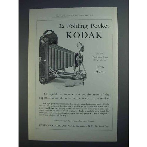 1913 Kodak 3A Folding Pocket Camera Ad - So Capable
