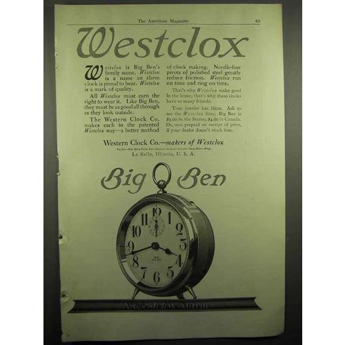 1918 Westclox Big Ben Alarm Clock Ad