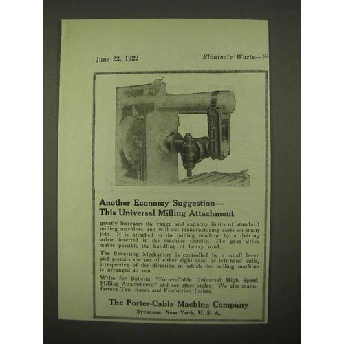 1922 Porter-Cable Universal Milling Attachment Ad