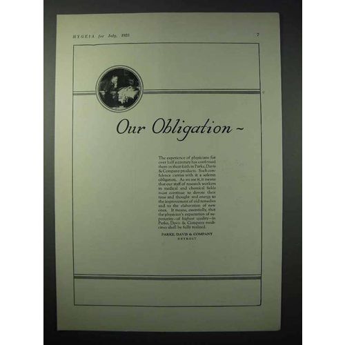 1923 Parke, Davis & Company Medicine Ad - Obligation