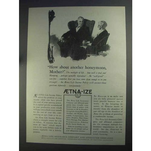 1925 Aetna Life Insurance Ad - Another Honeymoon
