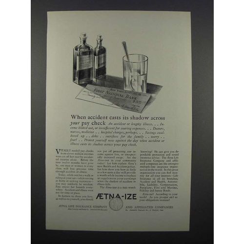 1925 Aetna Insurance Ad - Accident Casts its Shadow