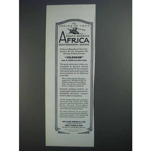 1927 Holland-America Line Ad - South America Africa