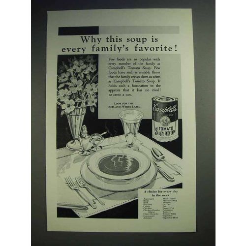 1929 Campbell's Tomato Soup Ad - Family's Favorite