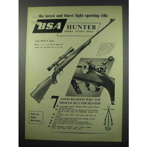 1954 BSA Hunter Short Action Rifle Ad - Light Sporting