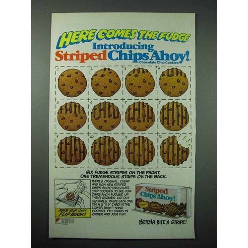 1987 Nabisco Striped Chips Ahoy Cookie Ad - Here Comes