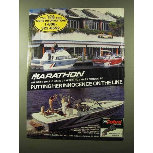 1987 Marathon Boats Ad - Innocence on the Line