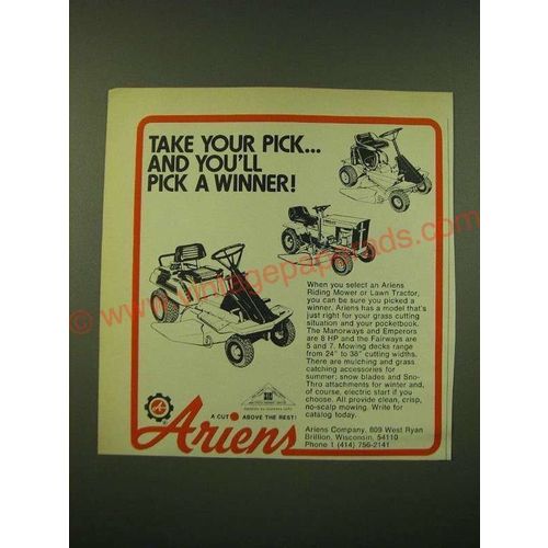 1973 Ariens Riding Mowers and Lawn Tractors Ad - Take your pick