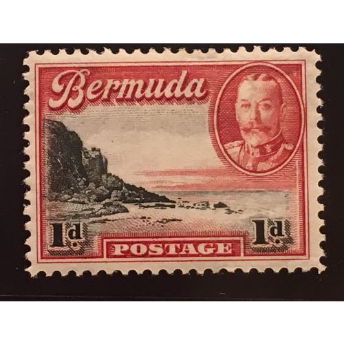 Bermuda KGV 1936 1d Black & Scarlet Mounted Mint SG 99 Sc 106 South Shore stamp