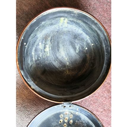 Vintage/Antique, Copper/Brass, Large Bed Warmer/Warming Pan - Long Wood Handle