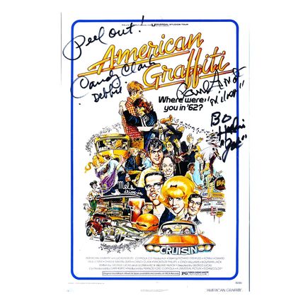 Le Mat Bo Hopkins Candy Clark Signed 11 x 8.5 poster photo American Graffiti (C)