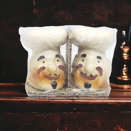 French Chef Head Salt & Pepper Shakers - Ceramic - Hand Painted