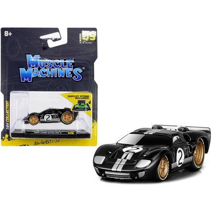 1966 Ford GT40 MKII #2 Black with Silver Stripes and Gold Wheels 1/64 Diecast...