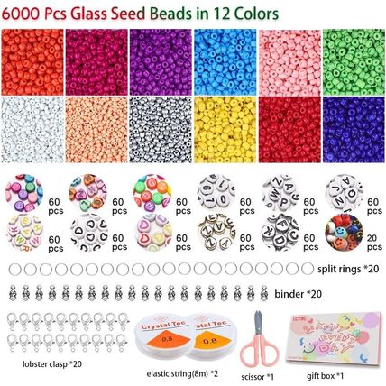 Beads for Jewelry Making 6720pcs Glass Seed Beads 3mm and Alphabet Letter Beads