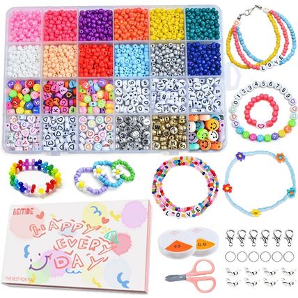 Beads for Jewelry Making 6720pcs Glass Seed Beads 3mm and Alphabet Letter Beads