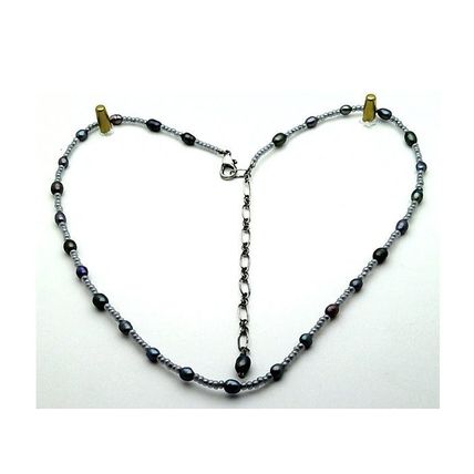Black Freshwater Pearl Beaded Choker Necklace