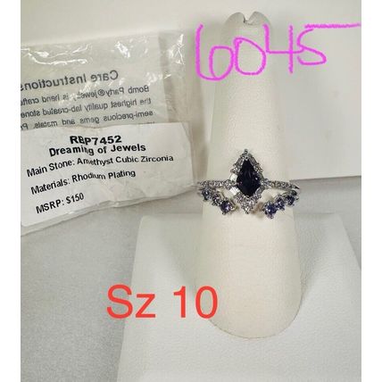 NIB Bomb Party Sz10 Revealed BP Ring RBP7452 Dreaming of Jewels Amethyst CZ