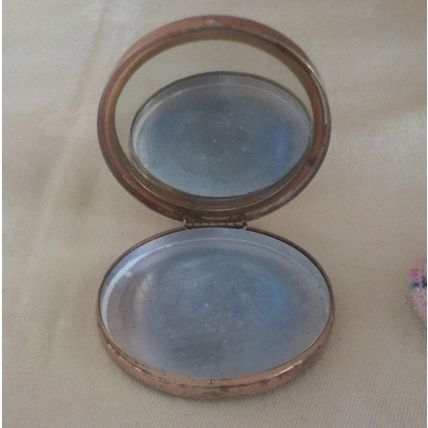Vintage K24 Damascene Small Powder Compact of Mount Fuji with Pouch
