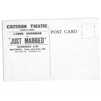 Criterion Theatre Advertising Postcard, Piccadilly Circus, London, Just Married.