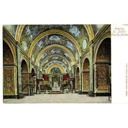 Malta: "A Street of Stairs, Valletta" & "Interior of St John's Church" Unposted