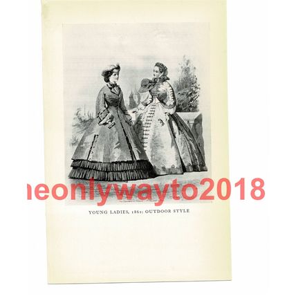 Young Ladies 1861, Outdoor Style, Book Illustration (Print), 1934