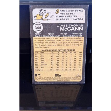 JAMES McCANN 2022 TOPPS HERITAGE BASEBALL CARD #344