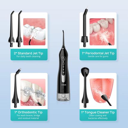 COSLUS Water Dental Flosser Teeth Pick: Portable Cordless Oral Irrigator 300ML R