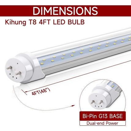 Kihung (12 Packs T8 Led Bulbs 4 Foot, Type B Light Bulbs, 24W 3120LM 6000K, Dayl