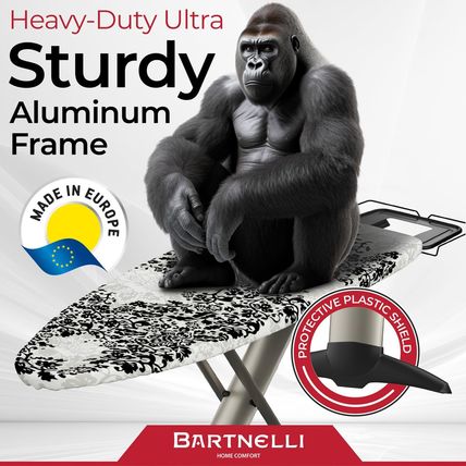 Bartnelli Pro Luxury Ironing Board - Extra Wide 62X19” Steam Iron Rest, Adjustab
