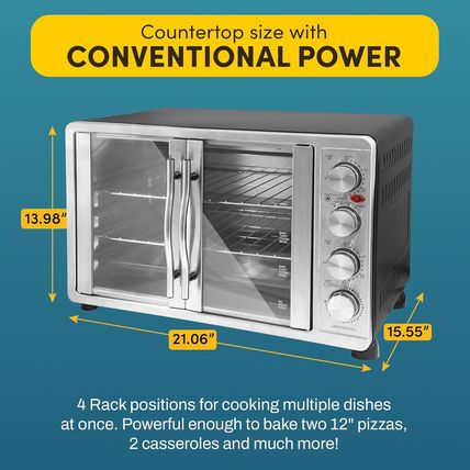 Elite Gourmet ETO-4510M French Door 47.5Qt, 18-Slice Convection Oven 4-Control K