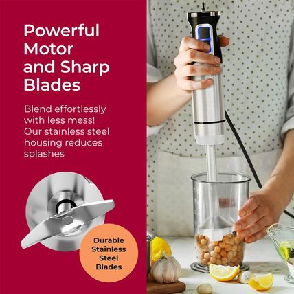 Muellerliving Immersion Hand Blender Full Set - 8 Speed Immersion Blender, Hand