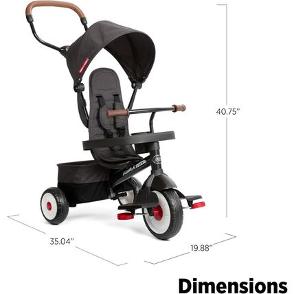 Radio Flyer Premium Stroll 'N Trike, Black Baby Trike for Ages 1-5 Years, Premiu