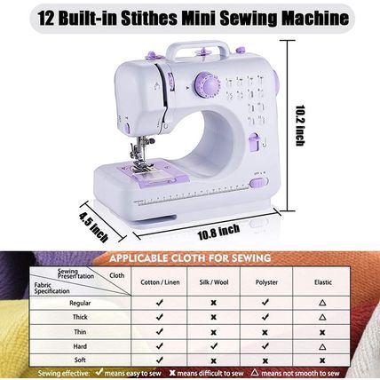 Sewing Machine Portable Mini Electric Sewing Machine for Beginners 12 Built-In S