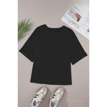 Black MAMA Chenille Patched Crew Neck T Shirt
