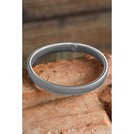 Silvery Stretchy Metal Wide Bangle