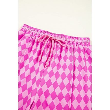 Pink Geometric Print Active Casual Shorts with Slits