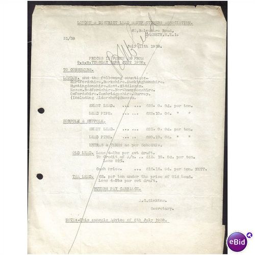 LONDON & DISTRCT LEAD MANUFACTURERS ASSOCIATION ,11JUL1938