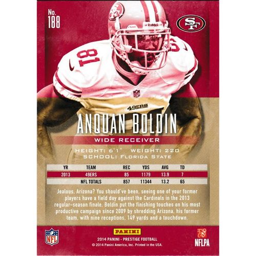 2014 Panini Prestige 188 Anquan Boldin San Francisco 49ers