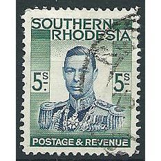 Southern Rhodesia 1937 SG52 5/- Blue & Blue-Green Fine Used .. ..