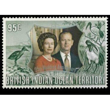 BIOT 1972 Royal Silver Wedding 95c Unmounted Mint MNH SG 42 Sc 43 stamp bird