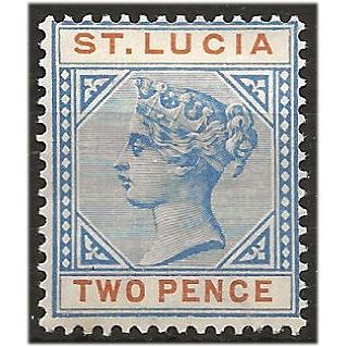 St Lucia 1898 SG45 2d Ultramarine & Orange Mounted Mint . ..