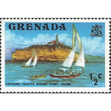 GRENADA, SEA, Sailing yachts at Point Saline, blue 1975, ½c, #2