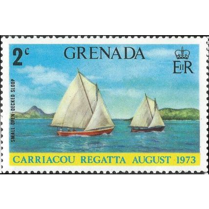 GRENADA, SEA, Carriacou Regatta, Sail-rigged sloop, blue 1973, 2c, #2