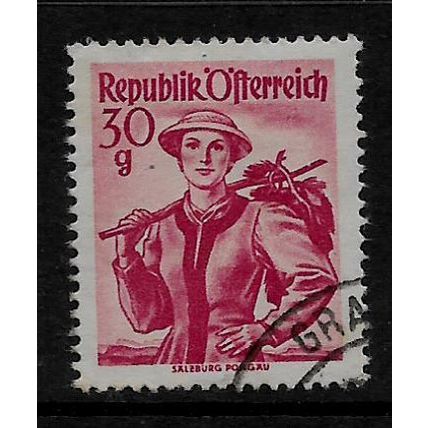 AUSTRIA 1948 PROVINCIAL COSTUMES 30g RED SG 1114 FINE USED#