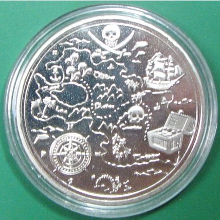 Pirate. Casino Card Guard, Challenge Coin, Souvenir. Silver Tone. 34.