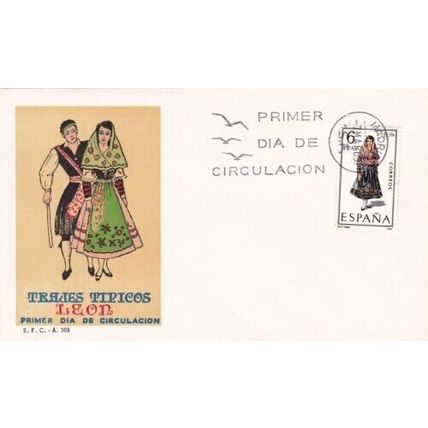 Spain 1969 Leon City Typical Dress FDC Madrid Cancel Unadressed VGC