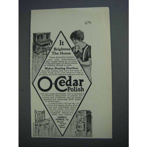 1915 O-Cedar Polish Ad - It Brightens The Home
