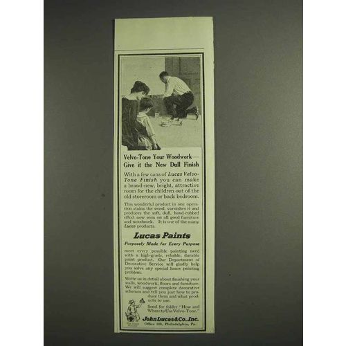 1917 Lucas Paints Ad - Velvo-Tone Finish