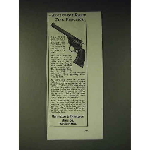 1936 Harrington & Richardson H&R Sportsman Revolver Ad - Shorts for rapid fire