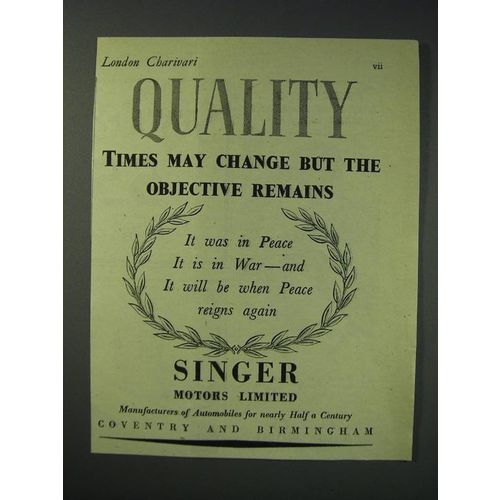 1942 Singer Motors Limited Ad - Quality Times may change